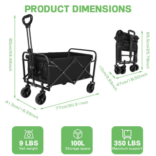 Carreta plegable para camping 100L (75 kg) por 33,59€ en AliExpress