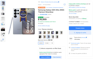 Samsung Galaxy S25 Ultra 256GB por $15,399 | Mercado Libre