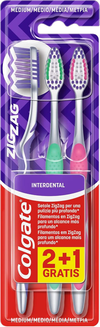 2 Packs Colgate ZigZag, Cepillo de Dientes de 3 unidades por 3.71€