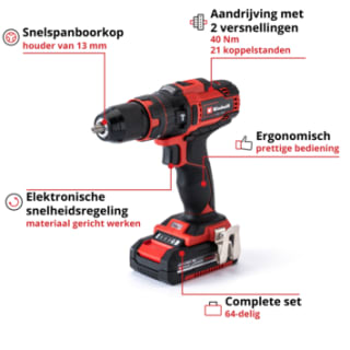 Einhell accu-klopboormachine-set TE-CD 18/40 Li-i +64 (2x2,0 Ah) voor €99 bij Karwei