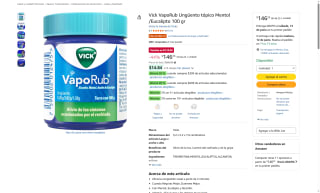 Ungüento Vick VapoRub 100g por $146 | Oferta Amazon