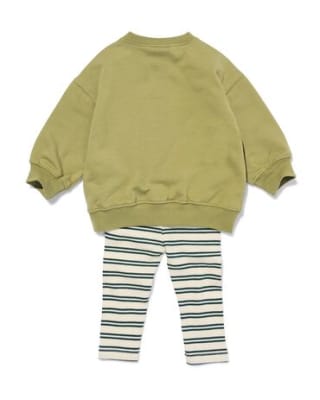 babykledingset comfort fit sweatstof dieren groen voor €12,99 bij Hema