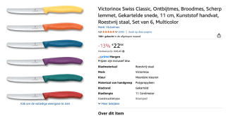 Victorinox Tafelmes 6 stuks voor €22,98 bij Amazon