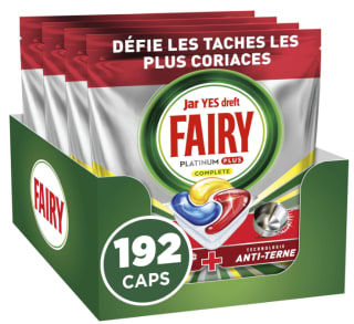 Lot de 192 Tablettes Lave-Vaisselle Fairy Platinum Plus à 27,90€