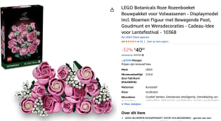 LEGO 10374 Roze Rozenboeket voor €40,66 bij Amazon
