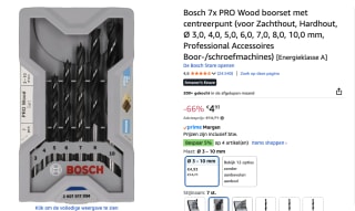 Bosch 7-delige Houtspiraalboor set in cassette voor €4,93 bij Amazon