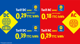 Recharge AC à 0,18€ le kWh chez Lidl