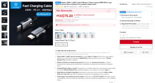 Hagibis cable USB-C a USB (PD 3.1, 0.15 m) por $10 en AliExpress