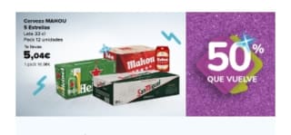 50% que Vuelve en Cervezas desde Carrefour.