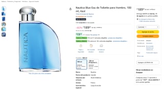 Nautica Blue Eau de Toilette para hombre (100 ml) por $189 en Amazon