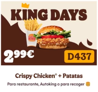 Error 2 Menús King Days por solo 3€ desde APP