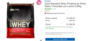 Gold Standard Whey 2.56Kg por $1,149 | Oferta Costco