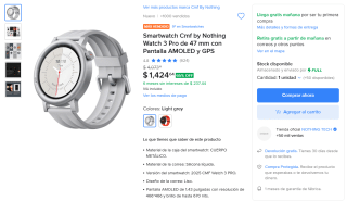 Smartwatch CMF by Nothing Watch 3 Pro 47mm por $1,425 en Mercado Libre