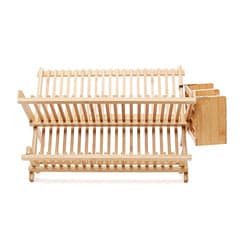 Escurreplatos de bambú con soporte para utensilios, perfil plano por 3.99€