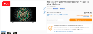 TCL 55QM6K Pro TV 55" 4K Ultra HD por $5,779 en CyberPuerta
