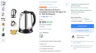 Tetera Eléctrica 1.8L por $199 | Mercado Libre
