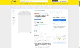 Lavadora Whirlpool Xpert 17kg por $7,165 | Ahorro Mercado Libre