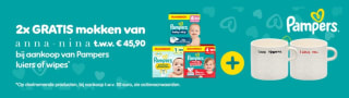 Krijg 2 Anna + Nina kopjes cadeau bij aankoop van min. €50, aan Pampers producten