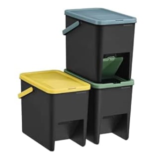 SONGMICS Cubo de Basura, Juego 3 Cubos Apilables de 20 litros por 23.99€