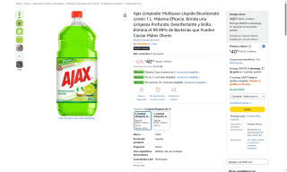 Ajax Limpiador Multiusos 1L por $27 | Oferta Amazon