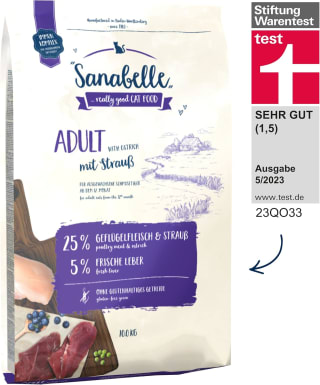 Sanabelle Adult met Struisvogel Kattenvoer 10 Kg voor €15,69 bij Amazon