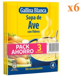6 x 3 packs de Gallina Blanca sopa de ave con fideos por 8.32€