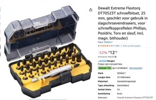 DeWALT Impact bitset 32-delig voor €12,19 bij Amazon