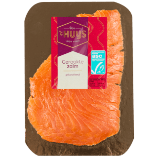 Van 't Huijs Gerookte zalm  100 g voor €1,79 bij Dirk