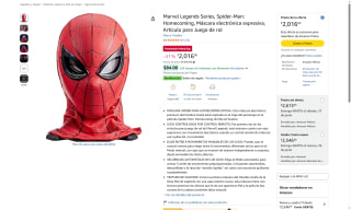 Máscara Electrónica Spider-Man por $2,016 | Amazon (Prime)