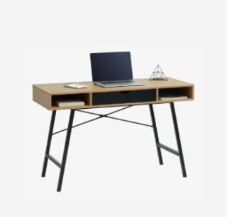 Escritorio ABBETVED 48x120 color roble natural/negro por 38.50€