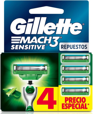 GILLETTE Mach3 Sensitive (4 cartuchos) por $117 en Amazon