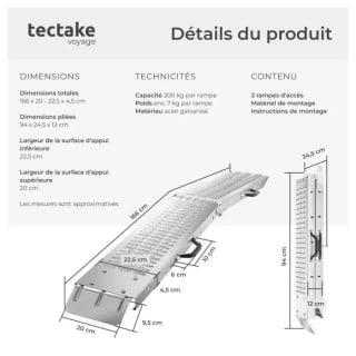 Rampes d'accès Björn (lot de 2, 166 cm) pour 62,90€ chez Tectake