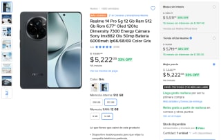 Realme 14 Pro 5G 512GB por $5,430 | Mercado Libre