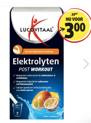 Lucovitaal Elektrolyten Post Workout Mango & Passievrucht 7 sachets voor €3