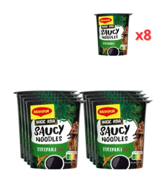 Pack de 8×75gr Maggi Saucy Noodles Teriyaki por 4.99€.