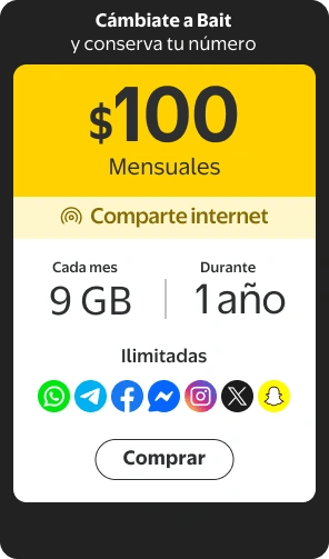 50% en el Primer Mes de Recargas Bait