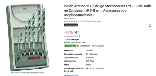 Carbide Steen-spiraalboorset 7-delig Bosch Accessories CYL-1 voor €4,06 bij Amazon