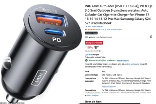 INIU 60W Autolader [USB C + USB A],voor €5,36 bij Amazon