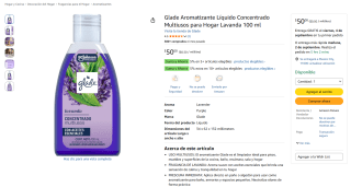 Glade Aromatizante Concentrado Lavanda 100ml por $50 en Amazon