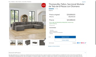 Seccional Thomasville Fallon 6Pz por $21,999 | Oferta Costco