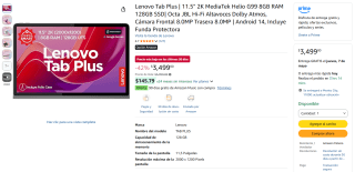 Tablet Lenovo Tab Plus 11.5" por $3,149 | Oferta Amazon