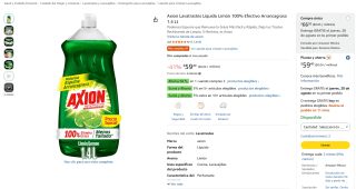 Axion Lavatrastes Líquido Limón 1.4 Lt por $36 en Amazon