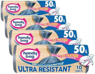 Handy Bag Sacs poubelle 50 L (lot de 4) pour 8,36€