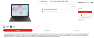 Huawei MatePad 11.5 8GB 128GB por $3,999 en Sanborns