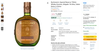 Whisky Buchanan's 750ml por $1,259 | Oferta Amazon