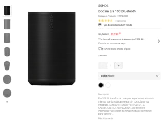 Bocina Sonos Era 100 Bluetooth por $3,239 | Liverpool