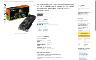 Tarjeta Gráfica GIGABYTE RTX 5070 12GB por $12,543 | Amazon