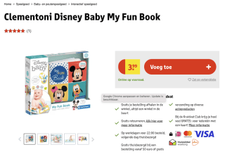 lementoni Disney Baby My Fun Book voor 3,99 euro