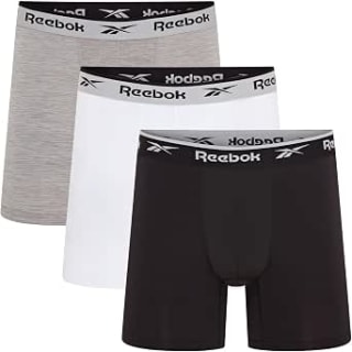 Reebok Mens Sports Boxers - Pack of 3 Black/White/Grey