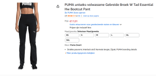 PUMA Bootcut Sportbroek 'Tad Essentials' voor €17,01 bij Amazon